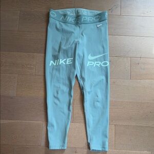 Nike Women's Light Teal Pro Logo Leggings